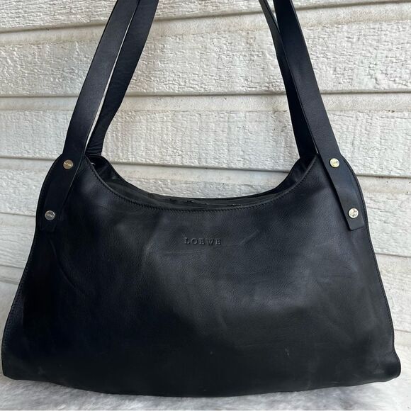 LOEWE Black Y2K Vintage Slouchy Tote Shoulder Bag Grunge - Picture 2 of 16
